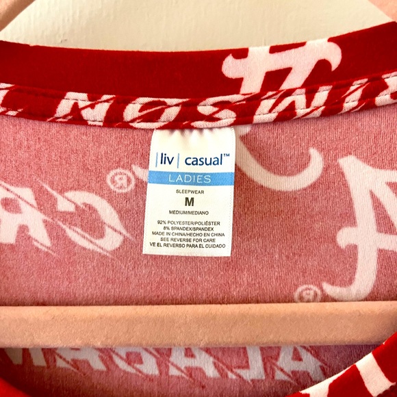 Alabama Women’s Pajamas Set Medium Roll Tide Crimson Football - Picture 3 of 3